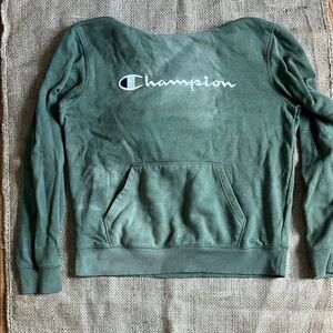 Champion Youth XL Forest Green Crewneck Sweatshirt with Script Logo, vintage,y2k